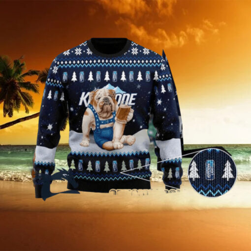 Christmas 2024 Bulldog Drink Keystone Light Beer Ugly Sweater