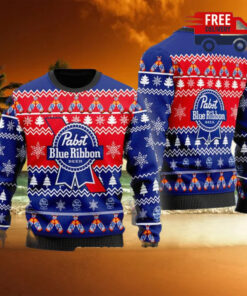 Christmas 2024 Christmas Cheers With Pabst Blue Ribbon Beer Ugly Sweater