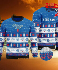 Christmas 2024 Personalized Christmas Twinkle Lights Michelob Ultra Ugly Sweater