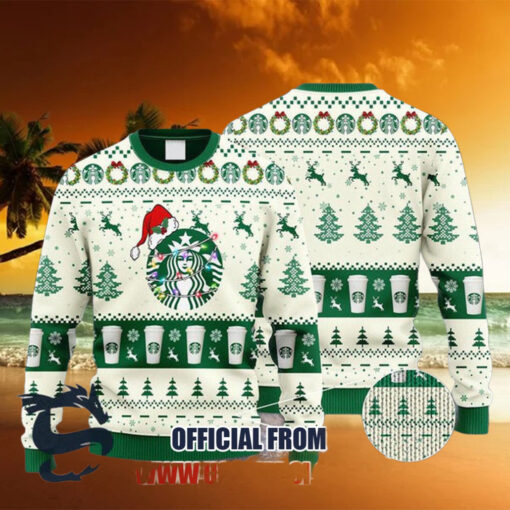 Christmas 2024 Starbucks Coffee Reindeer Snowy Night Ugly Sweater