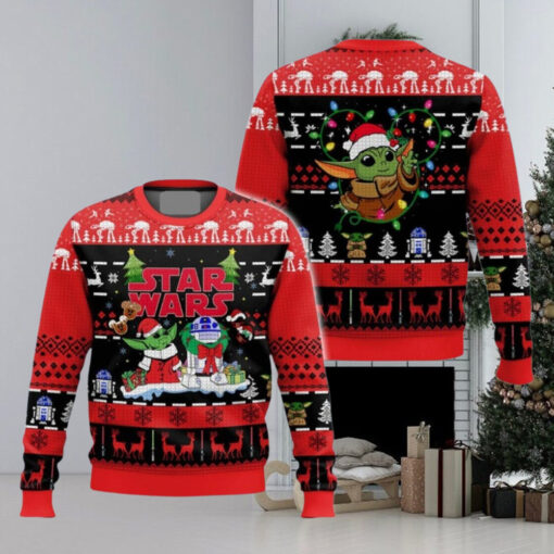 Christmas Baby Yoda And R2D2 Ugly Sweater, Disney Christmas Sweater, This Is The Way Shirt, Grogu Christmas Sweatshirt, Gift For Fan