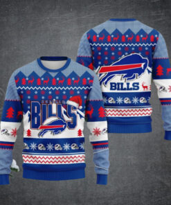 Christmas Bills Football Santa Hat Ugly Sweater