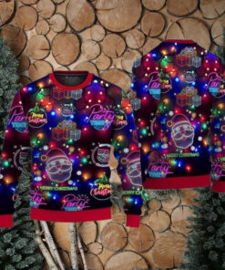 Christmas Bright Neon Lighting Ugly Sweater, Santa Claus Ugly Christmas Pattern Gift