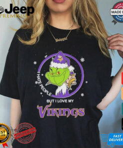 Christmas Grinch X Minnesota Vikings I Hate People But I Love My Vikings Shirt