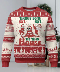 Christmas Santa Ugly Christmas Sweater Theres Some Hos In This House Funny Xmas