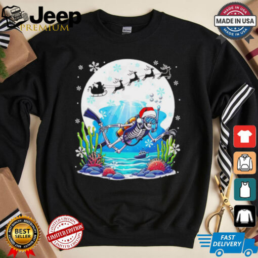 Christmas Santa skeletons scuba diving lovers shirt