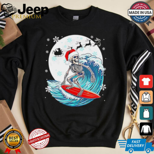 Christmas Santa skeletons surfing lovers shirt