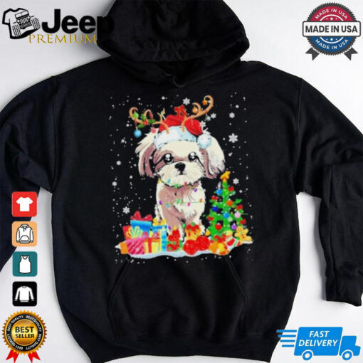 Christmas Shih Tzu Xmas Lights Reindeer Santa Shih Tzu Dog Shirt