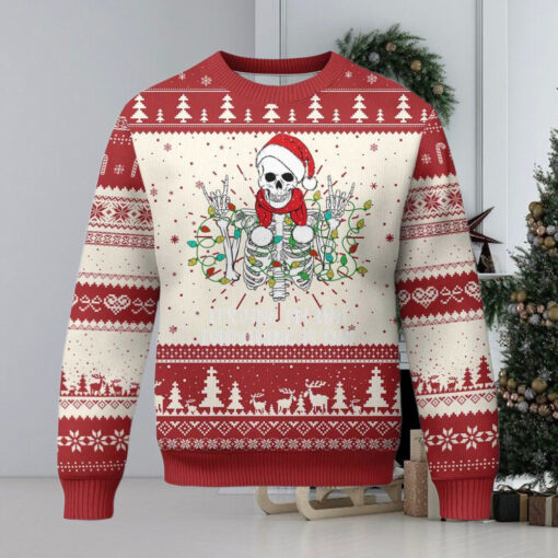 Christmas Skeleton Ugly Christmas Sweater It’s Fine I’m Fine Everything Is Fine Xmas Light Funny