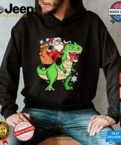 Christmas Trex Dinosaur Santa Claus Riding Trex Xmas Shirt