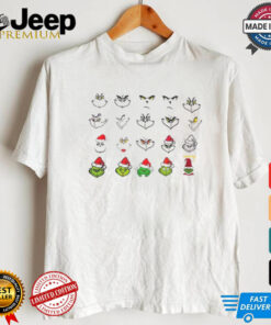 Christmas grinch face santa hat art shirt