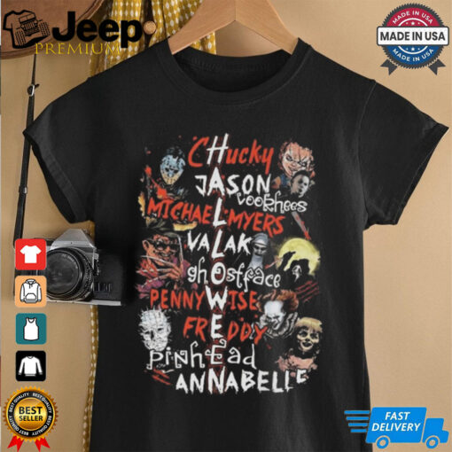 Chucky Jason Voorhees Michael Myers Valak Ghostface Pennywise Freddy Pinhead Annabelle Horror Character Halloween 2024 Shirt