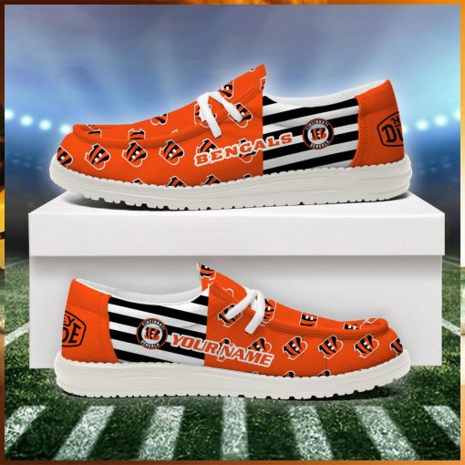 Cincinnati Bengals 2024 Version Personalized Hey Dude Shoes