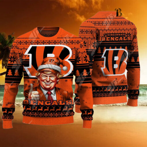 Cincinnati Bengals Christmas Donald Trump Knitted Sweater