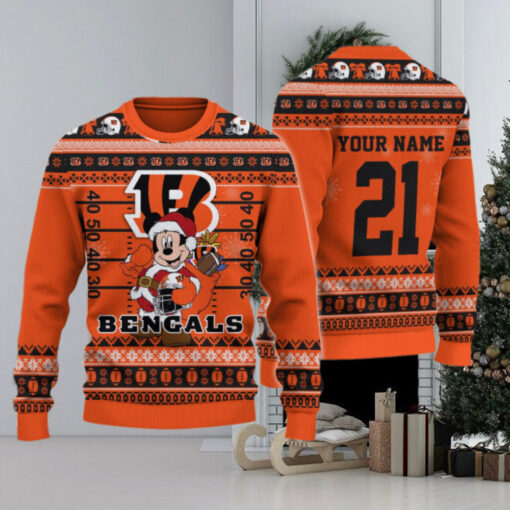 Cincinnati Bengals Mickey Mouse Santa Ugly Christmas Sweater