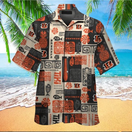 Cincinnati Bengals Short Sleeve Button Up Tropical Hawaiian Shirt VER026