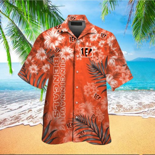 Cincinnati Bengals Short Sleeve Button Up Tropical Hawaiian Shirt