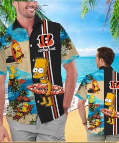 Cincinnati Bengals Simpsons Name Personalized Short Sleeve Button Up Tropical Hawaiian Shirt