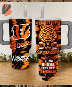 Cincinnati Bengals Straight Outta Who Dey Think Gonna Beat Dem Bengals Wavy Pattern Tumbler With Handle