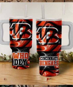 Cincinnati Bengals Who Dey Wavy Pattern Tumbler With Handle