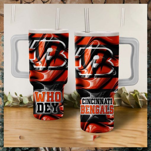 Cincinnati Bengals Who Dey Wavy Pattern Tumbler With Handle