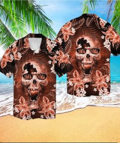 Cincinnati Bengalsskull Short Sleeve Button Up Tropical Hawaiian Shirt VER01