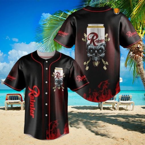 Classic Rainier Beer Skull Motif Brewer Baseball Jersey