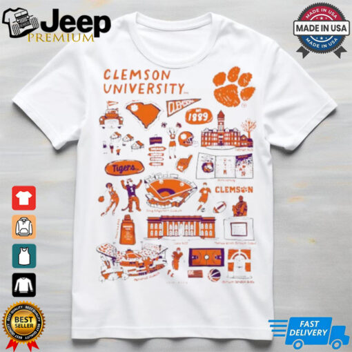 Clemson Tigers University Vive La Fete Impressions Artwork Est 1889 logo shirt