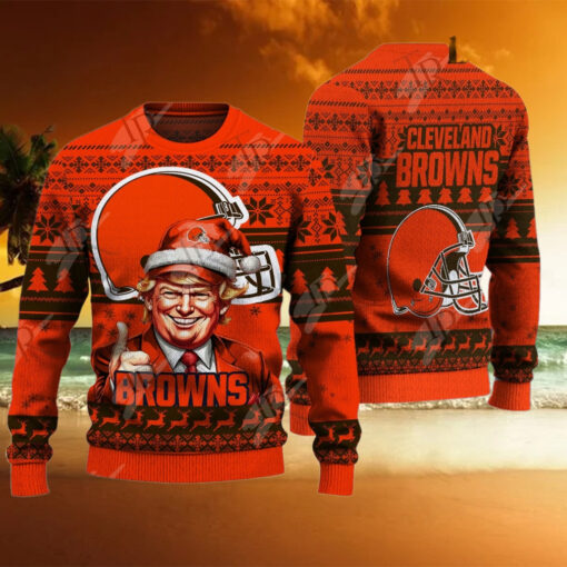 Cleveland Browns Christmas Donald Trump Knitted Sweater