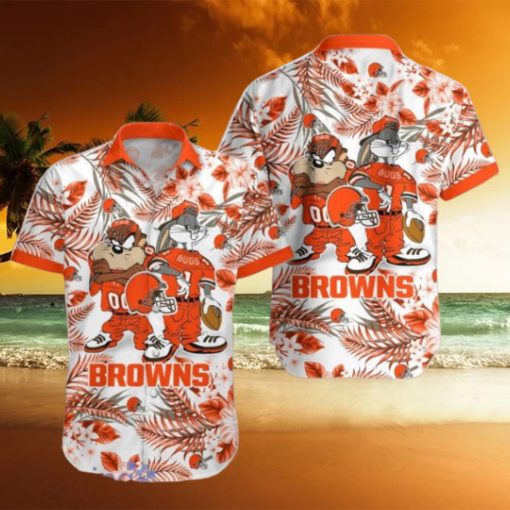 Cleveland Browns Hawaiian Shirt Taz and Bugs For NFL Team