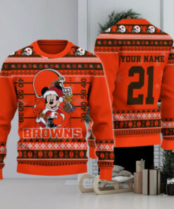 Cleveland Browns Mickey Mouse Santa Ugly Christmas Sweater