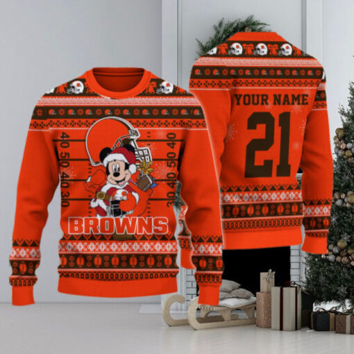 Cleveland Browns Mickey Mouse Santa Ugly Christmas Sweater