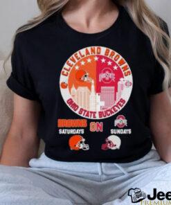 Cleveland Browns On Saturdays X Ohio State Buckeyes Vintage Skyline Shirt