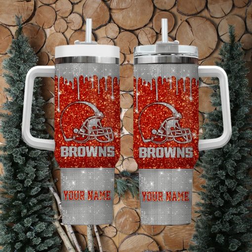 Cleveland Browns Personalized NFL Glitter and Diamonds Bling 40oz Stanley Tumbler