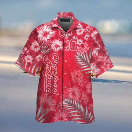 Cleveland Indians Short Sleeve Button Up Tropical Hawaiian Shirt