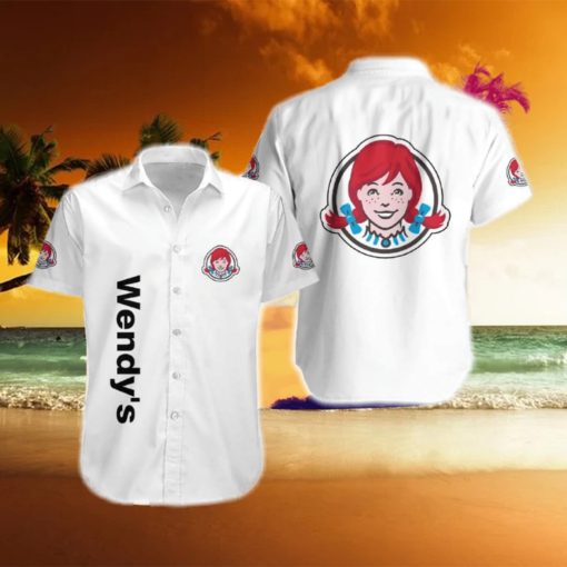 Wendy’s Logo Brand Hawaiian Shirt White Color Gift Summer
