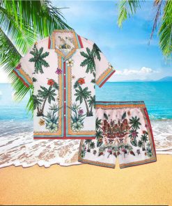 Coconut Tree Greek Pattern Tropical Hawaiian Shirt And Short