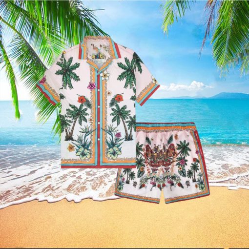 Coconut Tree Greek Pattern Tropical Hawaiian Shirt And Short