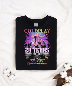 Coldplay 28 Years 1996 2024 World Tour Music Of The Spheres Signatures Shirt