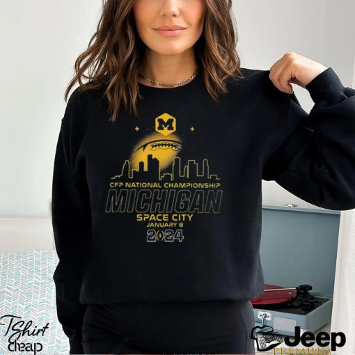 College Football Playoff 2024 National Championship Game January 8 Michigan Wolverines Space City Skyline Shirt