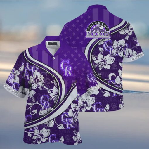 Colorado Rockies MLB Us Flag Hawaiian Shirt Custom Summer Aloha Shirt