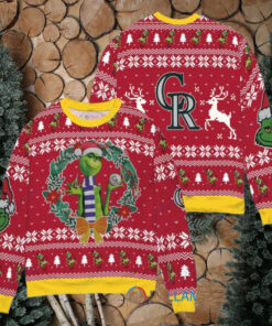 Colorado Rockies x Grinch Dr. Seuss How the Grinch Stole Christmas MLB with World Series Trophy Ugly Christmas Sweater Red