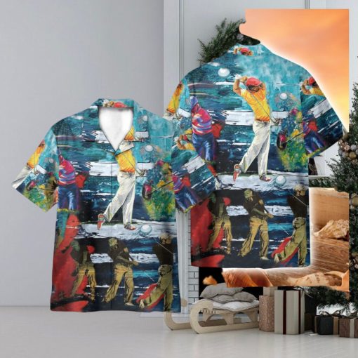 Colorful Art Playing Golf 3D Hawaiian Shirt Holiday Gift