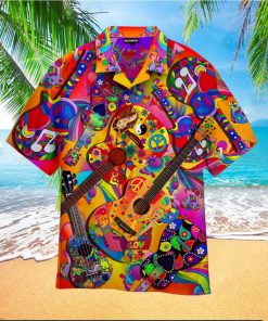 Colorful Guitar Hippie Love Music Hawaiian Shirt