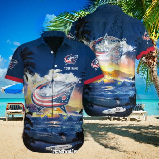 Columbus Blue Jackets Custom Name 3D All Over Print Hawaiian Shirt