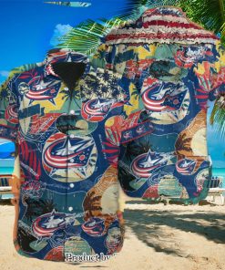 Columbus Blue Jackets Custom Name Gift Ideas Full Printing Hawaiian Shirt
