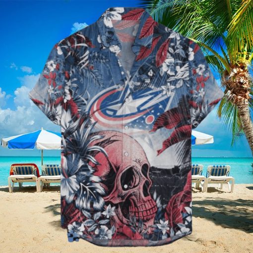 Columbus Blue Jackets NHL Hawaiian Shirt Tropical Skull Design For Men Women