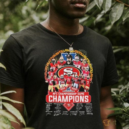 Congrats 49ers Team 2023 2024 NFC Championship Game Champions Signatures Shirt