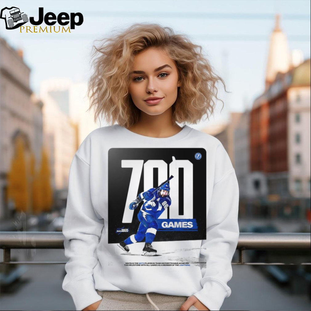 Congrats Nikita Kucherov 700 Game All In Bolts Blue Shirt - teejeep