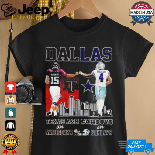 Conner Weigman Texas A&M Aggies on Saturdays and Dak Prescott Dallas Cowboys on Sundays Dallas city shirt